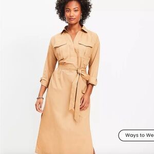 Tan Belted Shirt Dress